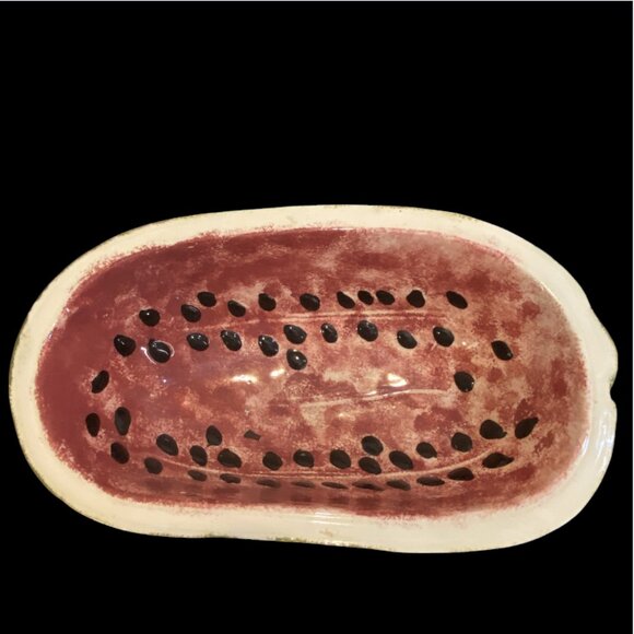 VINTAGE SERVING BOWL -- Watermelon, Deep, Long, Heavy, Food Safe, Never Used - Picture 5 of 9